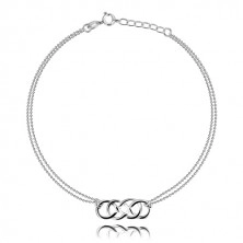 925 silver ankle bracelet - Celtic knot, dual Army chain
