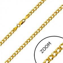 585 gold chain - oval rings joined into series adorned with dints, 450 mm 