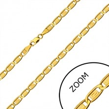 14K gold chain - oblong rings, elements with Greek key, 500 mm