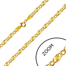 585 gold chain - flat rings, stellular cuts, hexagonal rings, 550 mm