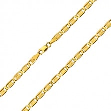 585 gold chain - oblong rings, rectangles with Greek key, 600 mm
