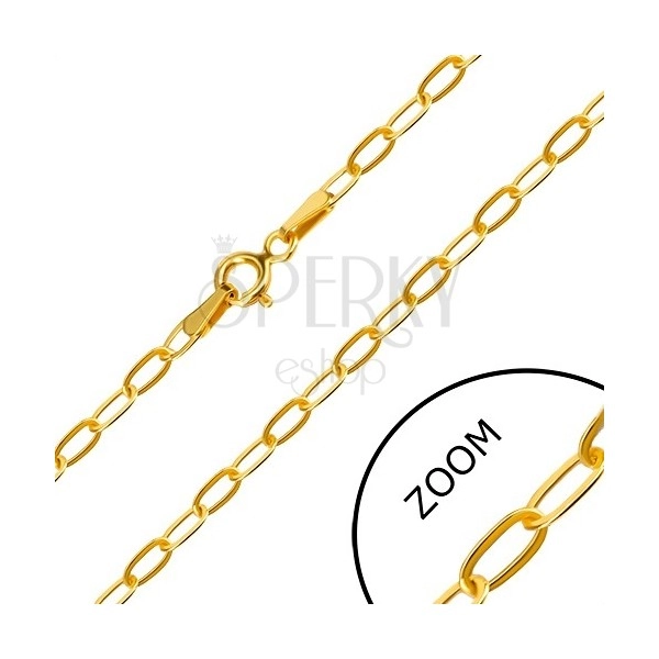 Yellow 14K gold chain - flat oblong ring, spring ring clasp, 550 mm
