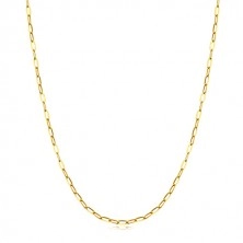 Yellow 14K gold chain - flat oblong ring, spring ring clasp, 550 mm