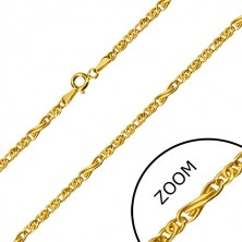 585 gold chain - infinity motif and flat oval rings, 550 mm