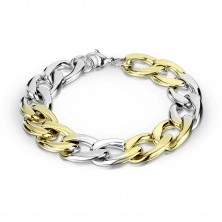 Steel bracelet of two-colour combination - oval rings, series joinder, 12 mm