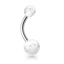 Belly piercing, stainless steel and acrylic - Disco Ball