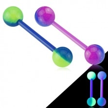 UV tongue barbell - two coloured balls