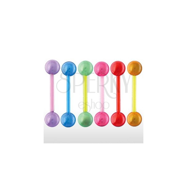 Tongue barbell - colourful rainbow effect