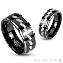 Ring for couple made of surgical steel - engraved pattern