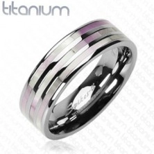 Titanium ring - pearl stripes