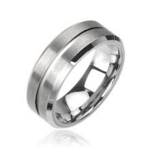 Polished tungsten ring in silver color