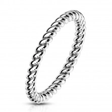A steel ring in silver colour – shiny twisted strips, 2 mm