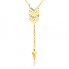 585 Golden necklace – an arrow with a chain, a spike, clear zircons
