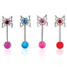 Butterfly eyebrow ring with UV ball bead