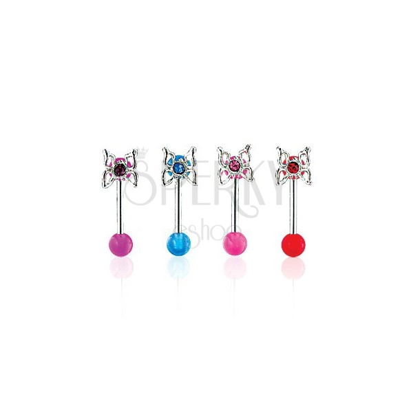 Butterfly eyebrow ring with UV ball bead