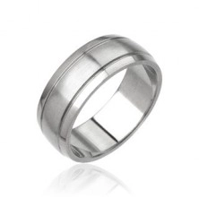 Steel ring for men - matt central part