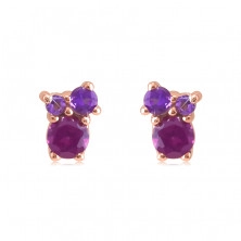 Earrings in 9K rose gold – stones in different sizes, studs