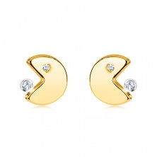Earrings in 14K gold – emoticon with an open mouth eating a zircon