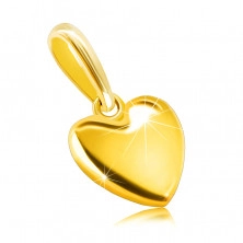 Pendant made of 585 yellow gold – smooth heart, mirror-polished surface, oval clasp