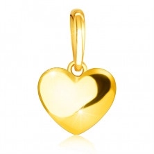 Pendant made of 585 yellow gold – smooth heart, mirror-polished surface, oval clasp