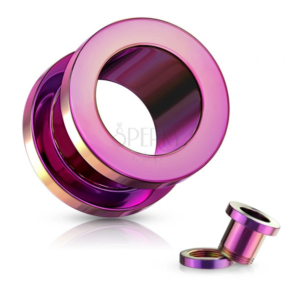 Ear tunnel made of 316L steel – shiny pink surface, PVD coating technology