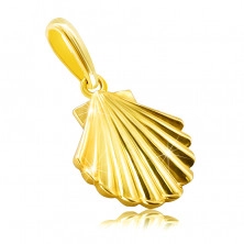 Golden pendant made of 14K yellow gold – sea shell, shiny and smooth surface