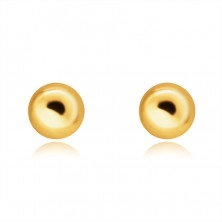 14K Golden earrings – smooth mirror-polished half-bead, studs