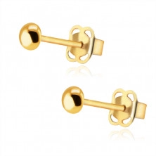 14K Golden earrings – smooth mirror-polished half-bead, studs