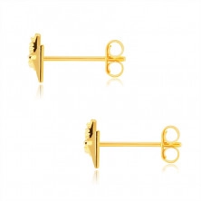 Stud earrings in 585 gold – men´s bow tie motif, round clear zircons