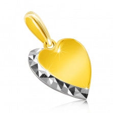 Pendant made of combined 14K gold – smooth heart, glittery line