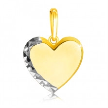 Pendant made of combined 14K gold – smooth heart, glittery line