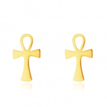 14K Golden earrings – Anch, Nile cross pattern, studs