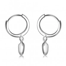 925 Silver hinged snap earrings – mirror-polished hoops with a heart, smooth surface