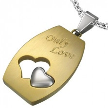 Only love stainless steel pendant in silver-gold colour combination