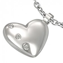 Stainless steel pendant - heart with zircons