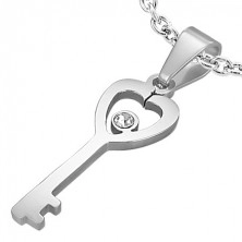 Stainless steel heart key pendant