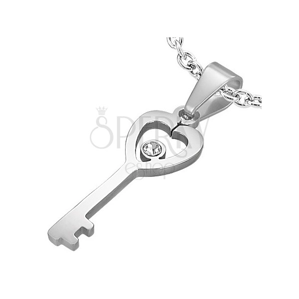 Stainless steel heart key pendant