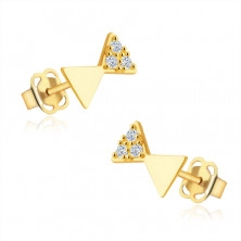 585 Yellow gold diamond earrings – gentlemen´s bow tie motif, round brilliants