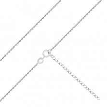 925 Silver chain – shiny oval links, spring ring, 1,1 mm
