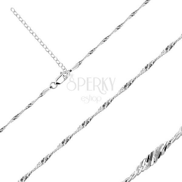 925 Silver chain – shiny oval links in a spiral, 1,7 mm