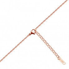 Steel necklace, copper colour - slim chain, plate with inscriprion "Falling in love for real"