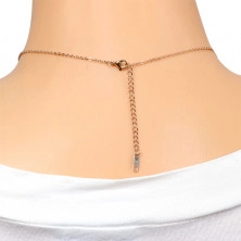 Steel necklace, copper colour - slim chain, plate with inscriprion "Falling in love for real"