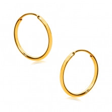 Earrings in 585 yellow gold – delicate hoops, glossy rounded surface, 12 mm