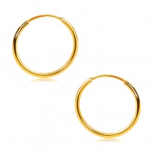Earrings in 585 yellow gold – delicate hoops, glossy rounded surface, 12 mm