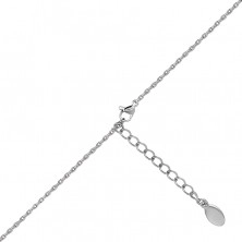Steel necklace – large ring outline with crystals, flat ring, silver coloured pendants