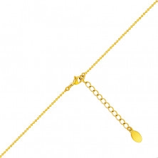 Steel necklace in a golden colour – bead chain, two crossed rings, pearlescent bead