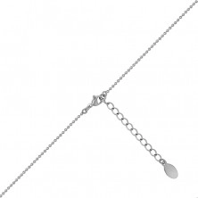 Steel necklace in a silver colour – bead chain, two crossed rings, pearlescent bead