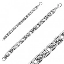 Thick steel bracelet – shiny small and large slightly twisted links, lobster claw