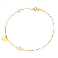 9K Gold bracelet – butterflies in yellow gold, glossy chain formed of oval links