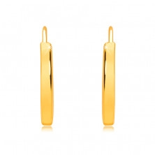 Small round earrings in 14K gold - thin square shoulders, shiny surface, 10 mm